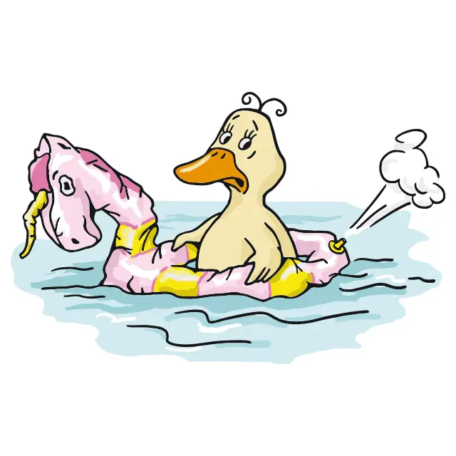 Illustration von einer Ente mit Schwimmreifen