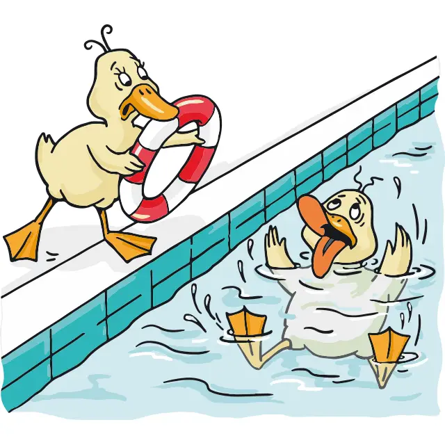 Illustration von Enten mit Rettungsring